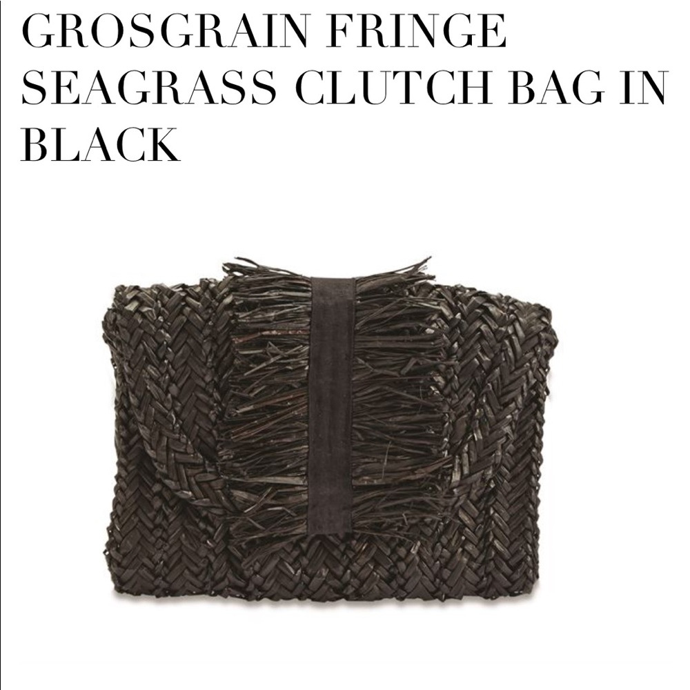 NEW Mudpie Grossgrain Seagrass Fringe Clutch